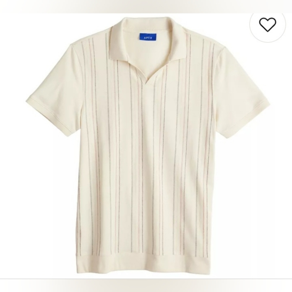 Apt. 9 Cream Verticle Striped Resort Polo XXL Activewear Golf Preppy